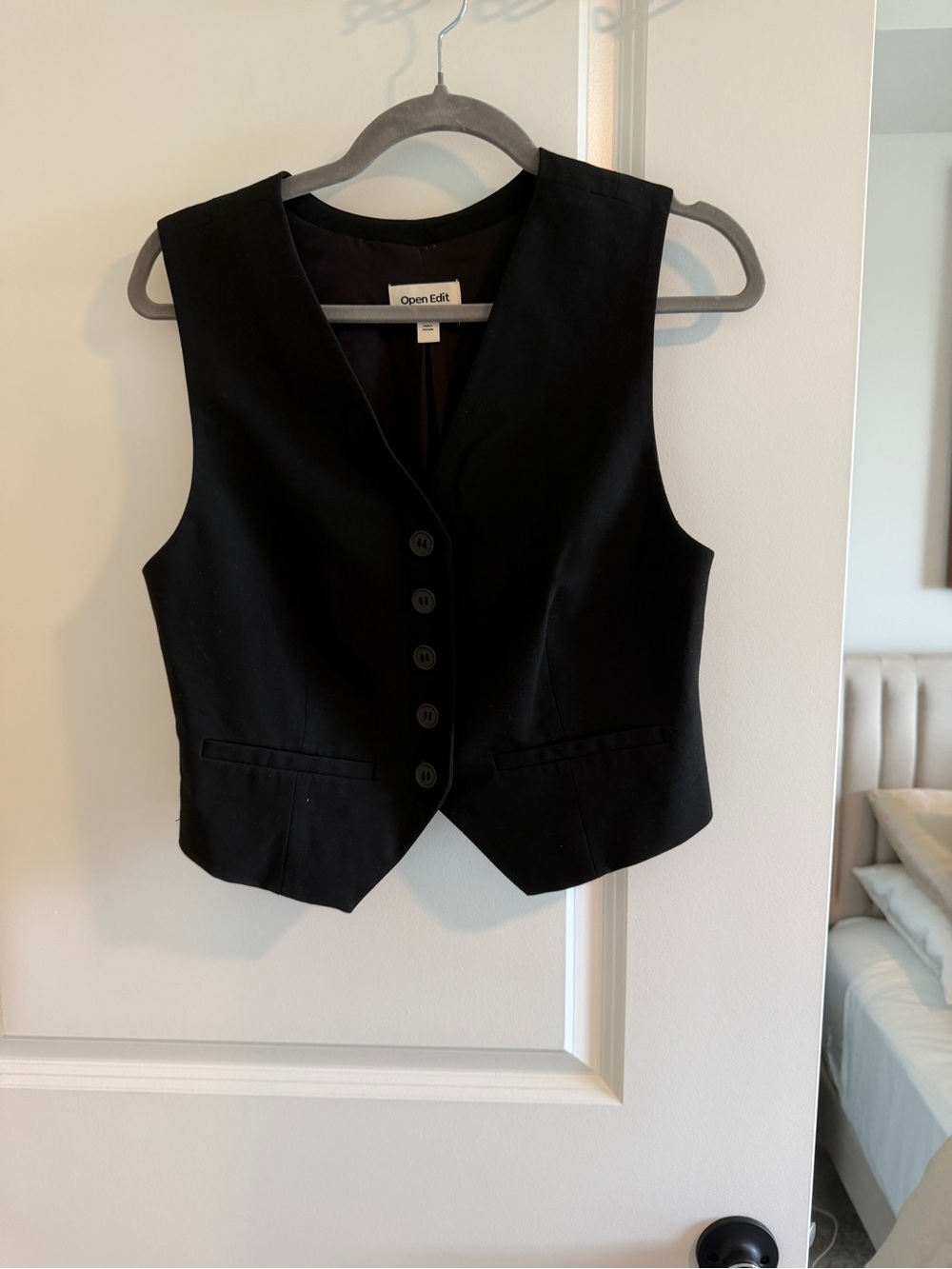 Open Edit Classic Black Tailored Vest